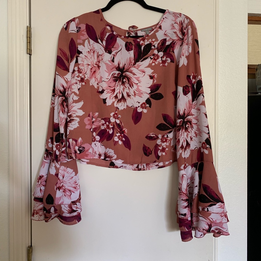 Floral pattern polyester crop